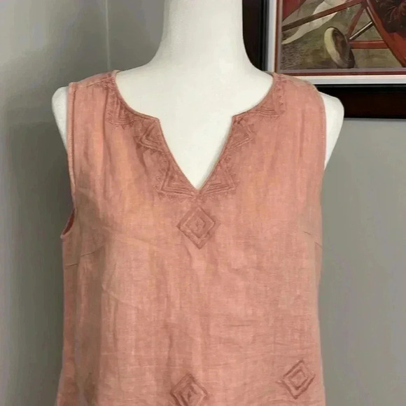ARTISAN NY 100% Linen Sleeveless Dress Dusty Rose Pink Size Medium Pockets - Picture 2 of 6